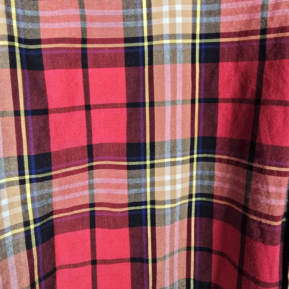 J. Crew Men's Classic Red Tartan Plaid Button Front Shirt Size L Preppy